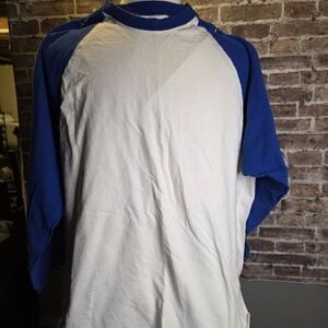 Fruit of the Loom Men's Blue and White 3/4 Sleeve Ringer T-shirt